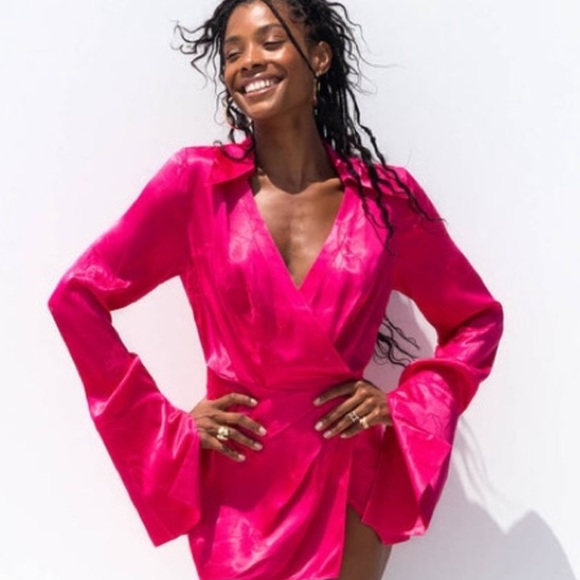 Rat & Boa Paloma Shirt Mini Dress - Fuchsia Pink - Size Small - Picture 1 of 9
